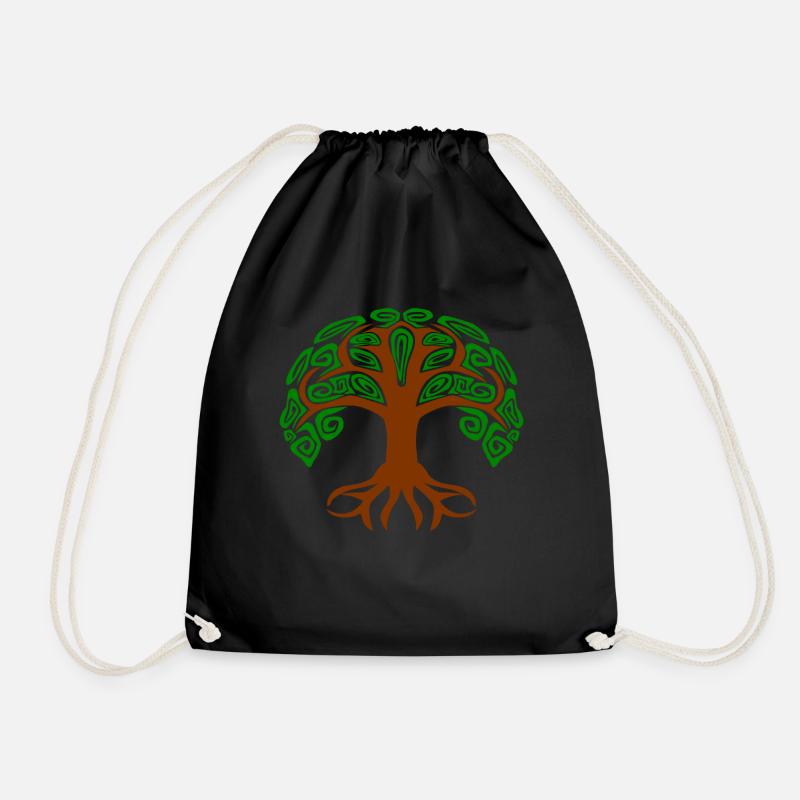 Tree of Life Germanic Celts and Yoga - Drawstring Bag - black