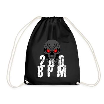 Gabber Hakken Uptempo 200 BPM Schädel - Turnbeutel - Schwarz - Vorne