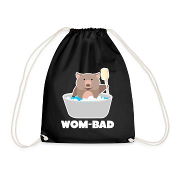 Wombat badet in Badewanne - lustig - Turnbeutel - Schwarz - Vorne