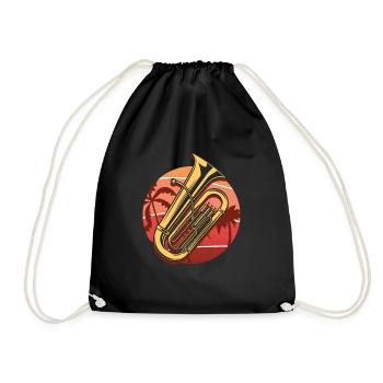 Cadeau de tuba, tuba ensoleillé sur la plage, orchestre - Sac de sport léger - noir - Devant