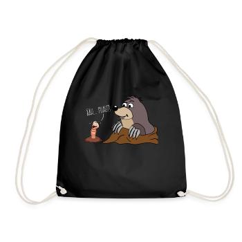 Mole and earthworm - funny graphics - Drawstring Bag - black - Front