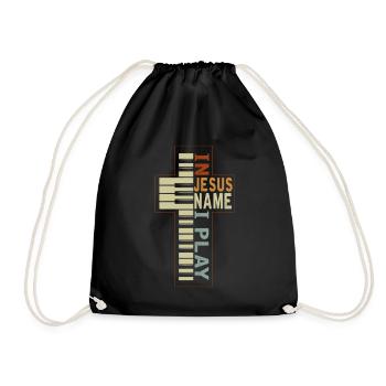 Jesus music piano, believer Christian musician - Drawstring Bag - black - Front
