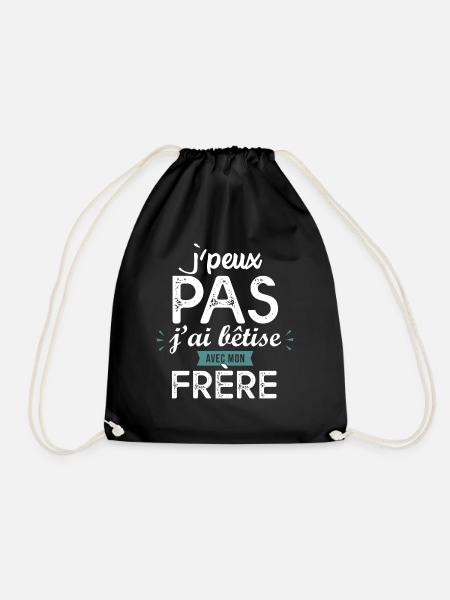 j'peux pas j'ai bêtise avec mon frère humour - Sac de sport léger - noir