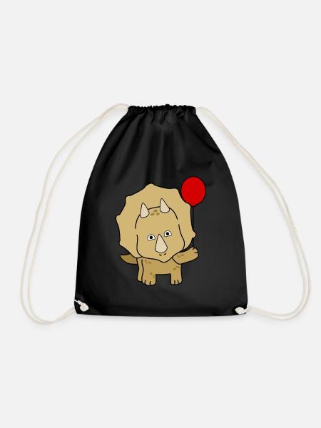 Dinos Triceratops mit Luftballon - Turnbeutel - Schwarz