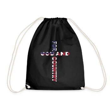 For God and Country, Patriotic US Flag - Drawstring Bag - black - Front