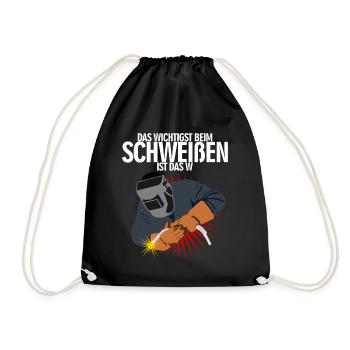 Schweißer Schweißen und Scheißen Spruch - Turnbeutel - Schwarz - Vorne