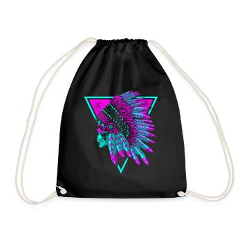 crâne indien rétro - Sac de sport léger - noir - Devant