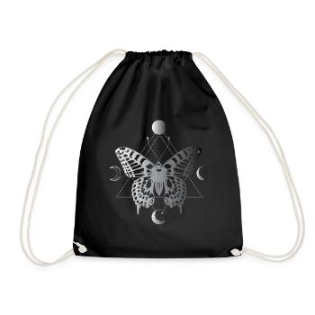 Moon phases, moths, black magic - Drawstring Bag - black - Front