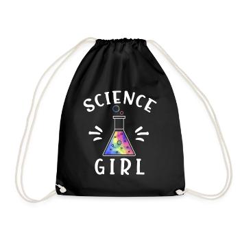 Science Girl, Mädchen liebt Naturwissenschaften - Turnbeutel - Schwarz - Vorne