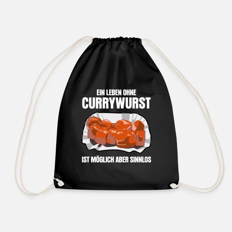 Currywurst lustiger Spruch mit Wurst - Turnbeutel - Schwarz