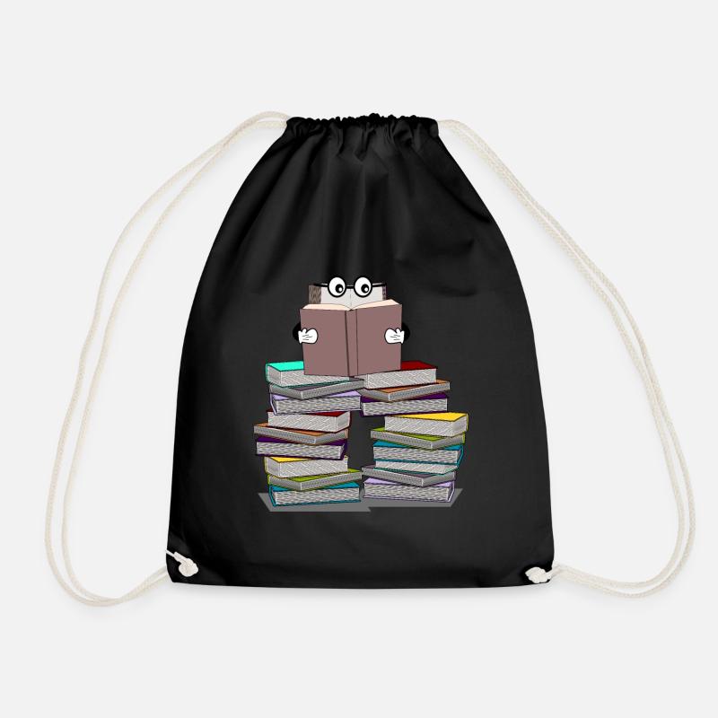Buch liest Bücher - Bücherwurm lustig - Turnbeutel - Schwarz