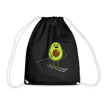 Skifahrer - Avocado auf Skiern lustig - Turnbeutel - Schwarz - Vorne