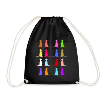 Erdmännchen buntes Retro Design - Turnbeutel - Schwarz - Vorne