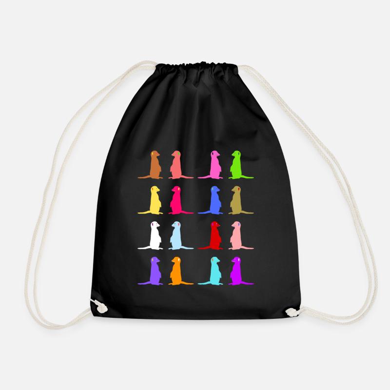 Erdmännchen buntes Retro Design - Turnbeutel - Schwarz