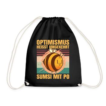 Sumsi mit Po Optimismus Lustiges Retro Imker - Turnbeutel - Schwarz - Vorne