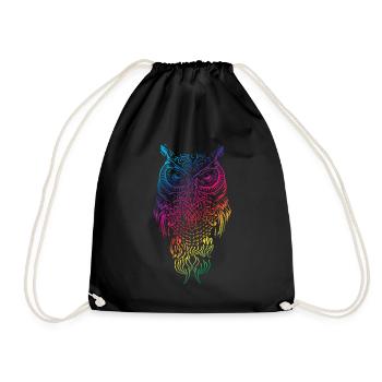 Owl and eagle owl staring at you - Drawstring Bag - black - Front