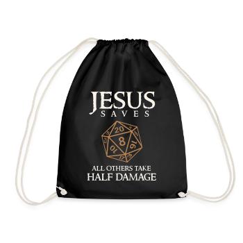 Role Play Jesus Saves, Rollenspiel Würfel - Turnbeutel - Schwarz - Vorne