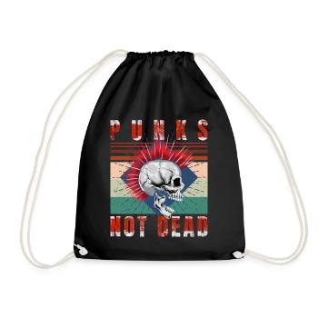 Punk's Not Dead - Punk Rock - Vintage - Drawstring Bag - black - Front