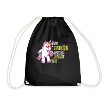 Mein Einhorn sagt die Realität lügt,Einhorn Spruch - Turnbeutel - Schwarz - Vorne