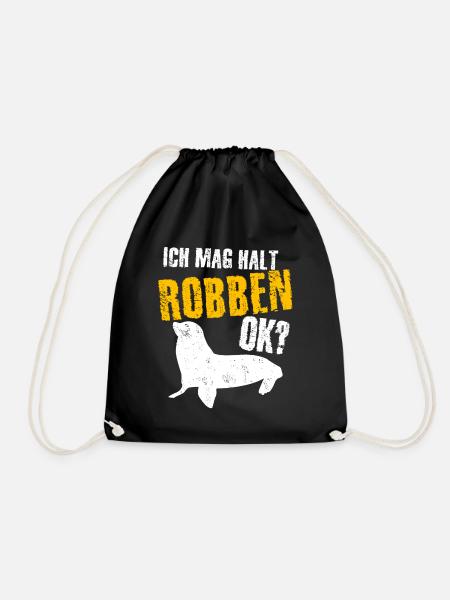 Robbe - lustiger ich mag Robben Spruch - Turnbeutel - Schwarz