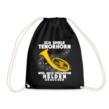 Tenorhorn Helden - lustiger Spruch - Turnbeutel - Schwarz - Vorne