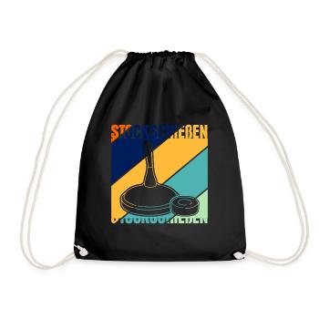 Stockschießen - Retro Eisstock - Turnbeutel - Schwarz - Vorne