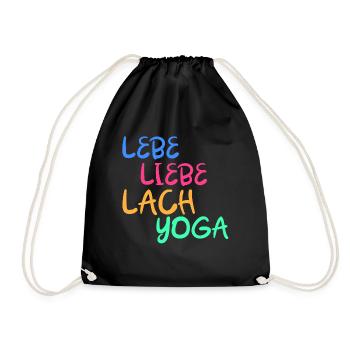 Lachyoga Lächeln Lebe Liebe Humor Geschenk - Turnbeutel - Schwarz - Vorne
