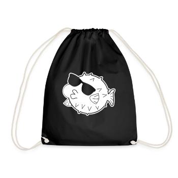 Poisson-globe avec lunettes de soleil - Sac de sport léger - noir - Devant