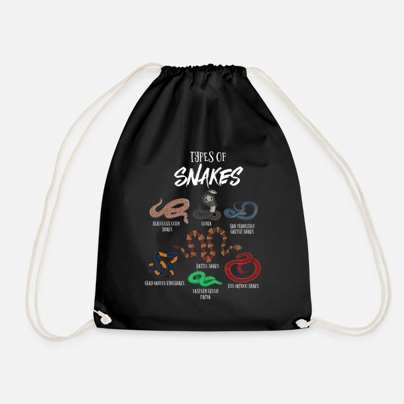 Snake types, Snake, Types of Snakes, Cobra - Drawstring Bag - black