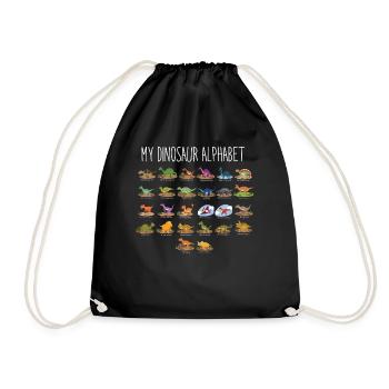 My dinosaur alphabet, dino, trex, raptors - Drawstring Bag - black - Front