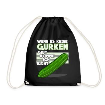 Gurke - lustiger Gurken Party Spruch - Turnbeutel - Schwarz - Vorne