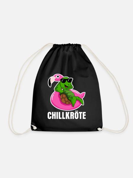 Chillkröte - Schildkröte auf Flamingo - Turnbeutel - Schwarz