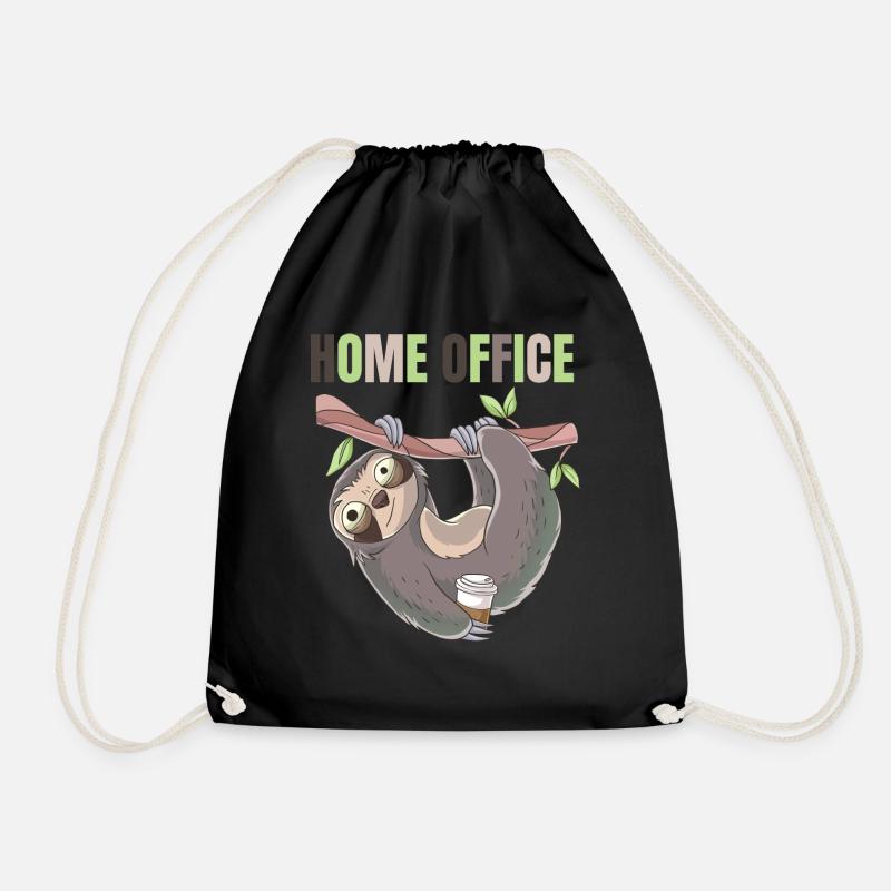HOME OFFICE sloth - Drawstring Bag - black