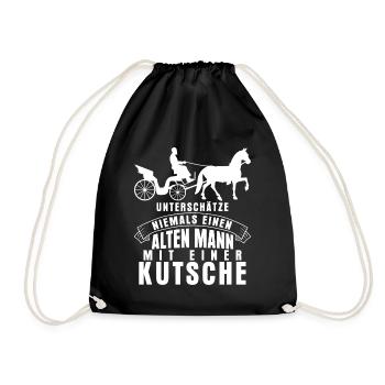 Kutscher Spruch lustige Kutsche - Turnbeutel - Schwarz - Vorne