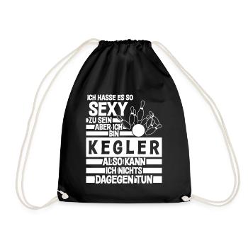Kegeln - sexy Kegler Spruch mit Kegel - Turnbeutel - Schwarz - Vorne
