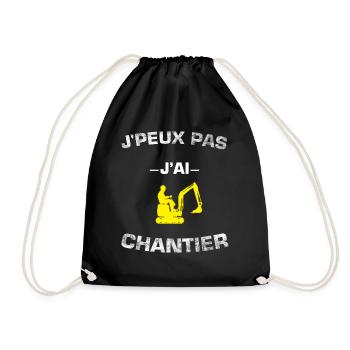je peux pas j'ai chantier - pêle de chantier - Sac de sport léger - noir - Devant