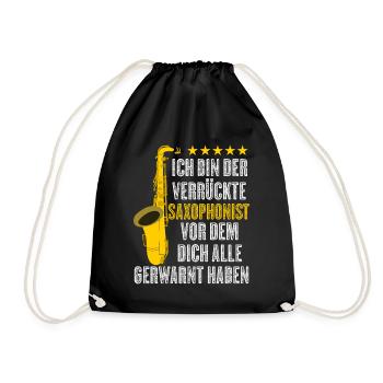 Saxophon Spruch lustig Saxophonist Witz - Turnbeutel - Schwarz - Vorne
