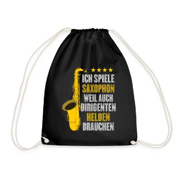 Saxophon Spruch lustig Dirigienten Witz - Turnbeutel - Schwarz - Vorne