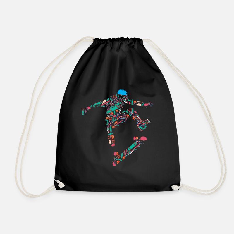 Skateboarding, Skateboard , Hawk - Drawstring Bag - black
