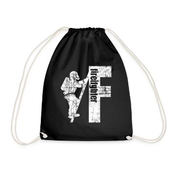 Respiratory protector on ladder - Firefighter - Drawstring Bag - black - Front