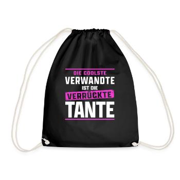 Tante Sprüche Kinder die coolste Verwandte - Turnbeutel - Schwarz - Vorne