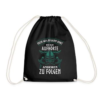 Wikinger, Altnordische Zitate, Odin, Walhalla - Turnbeutel - Schwarz - Vorne