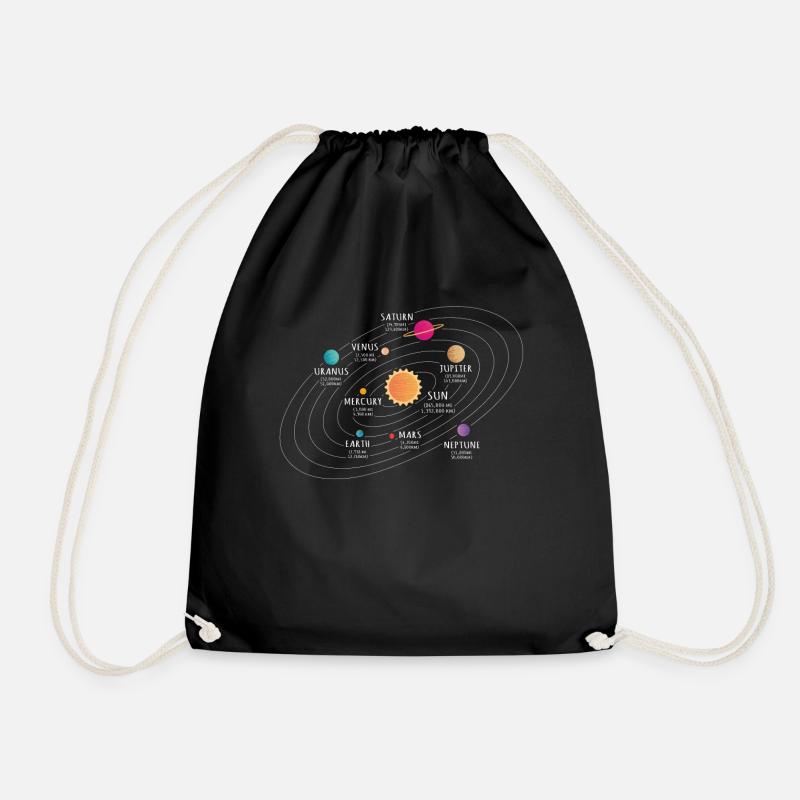 Solar System, Planet, Planet, Sun, Earth - Drawstring Bag - black