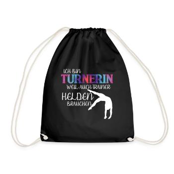 Turnen Handstand Spruch Trainer - Turnbeutel - Schwarz - Vorne
