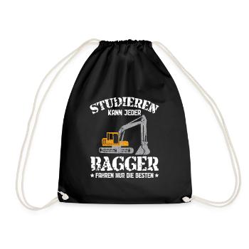 Studieren kann jeder Bagger fahren nur die besten - Turnbeutel - Schwarz - Vorne