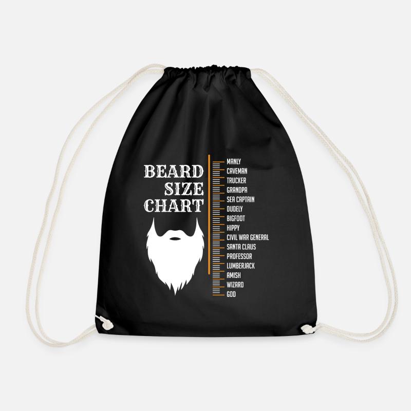 Bear Size Chart, Bearded, Bearded - Drawstring Bag - black