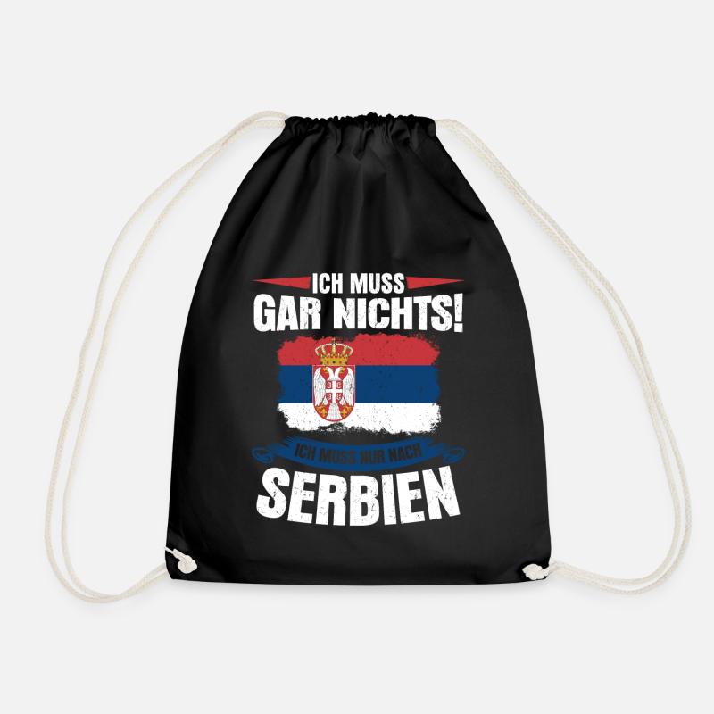 Serbien Urlaub Spruch - serbische Flagge - Turnbeutel - Schwarz