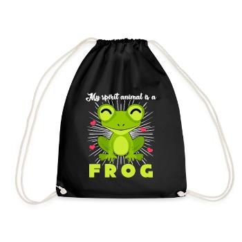 Frosch Frösche - Turnbeutel - Schwarz - Vorne