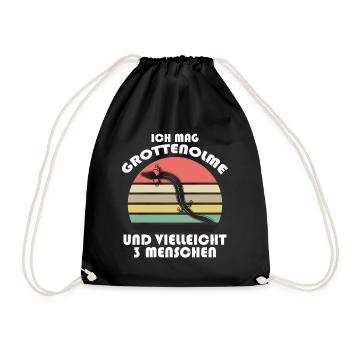 Grottenolm Grottenolme Spruch Retro - Turnbeutel - Schwarz - Vorne