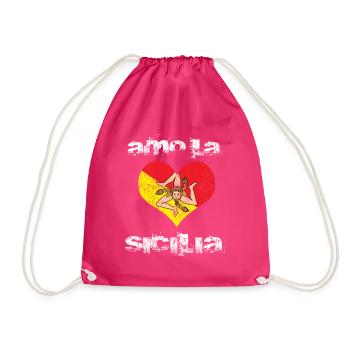 Sicile Sicilia coeur drapeau - Sac de sport léger - fuchsia - Devant